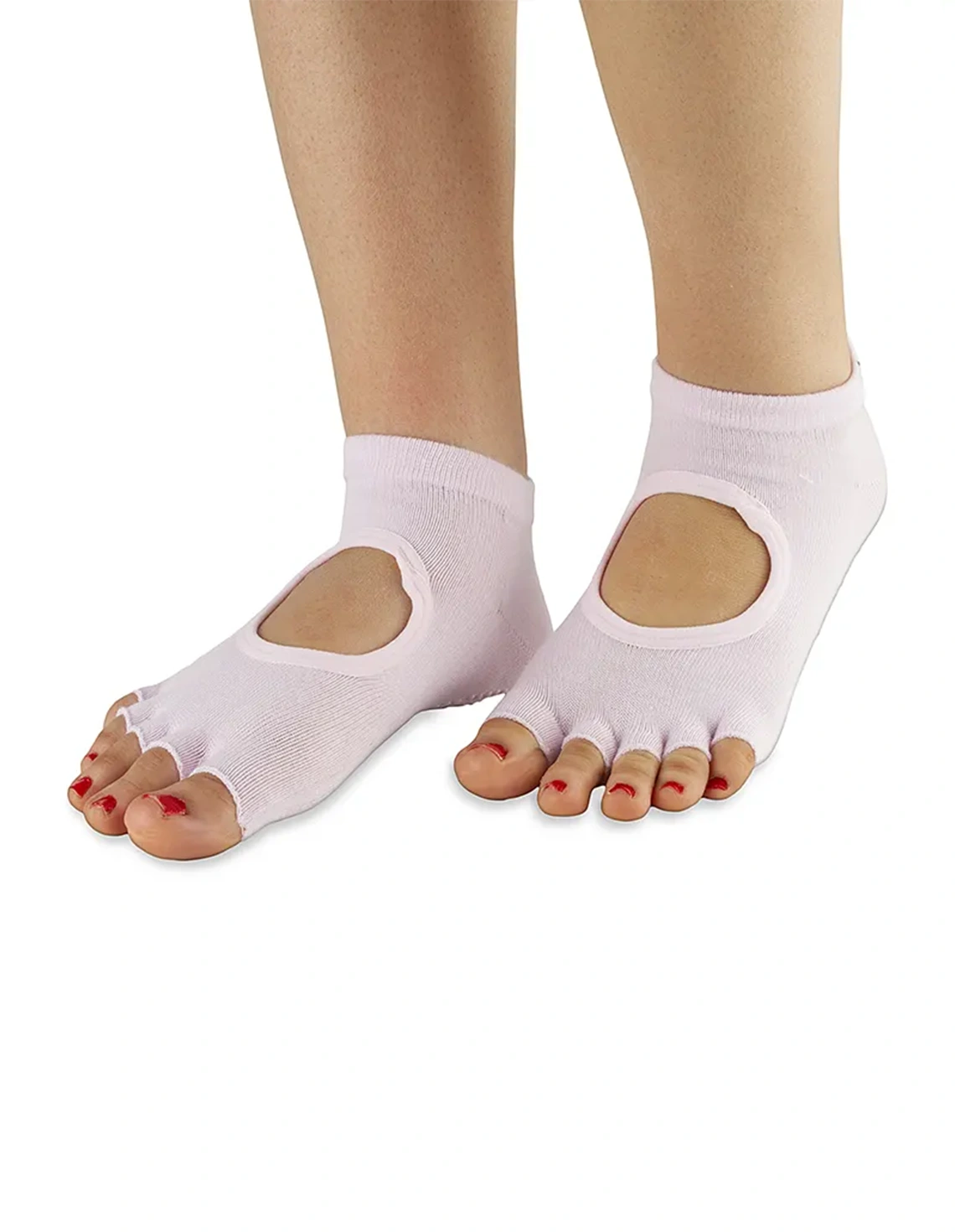 جوراب پیلاتس زنانه بدون برند جلو باز گلدن استار استپ دار